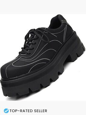 Men's Chunky Platform Oxfords Height Boosting Lace Up Dress Sneakers Party Prom